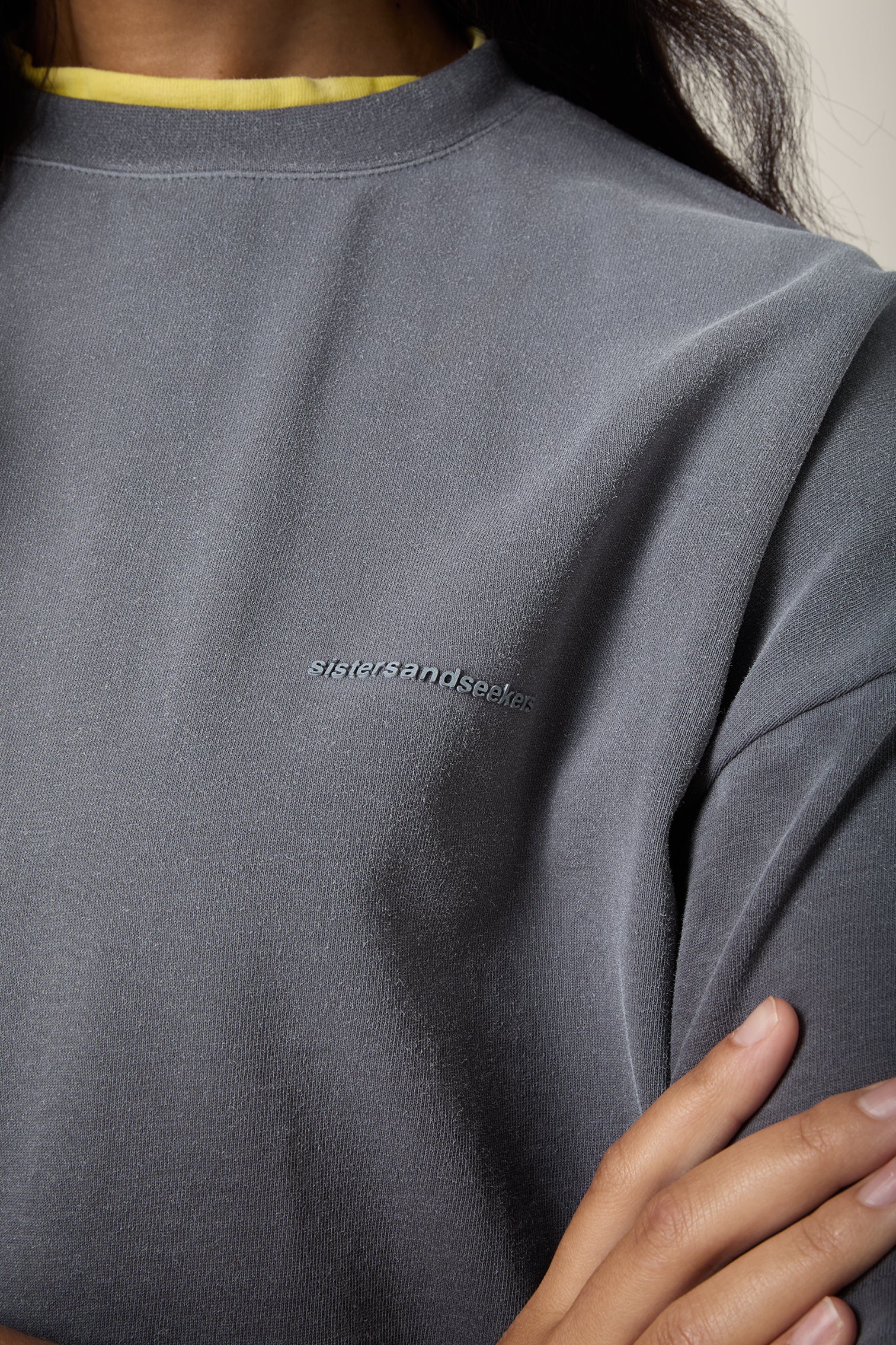 Alban Oversized Tee in Washed Charcoal - Image 3