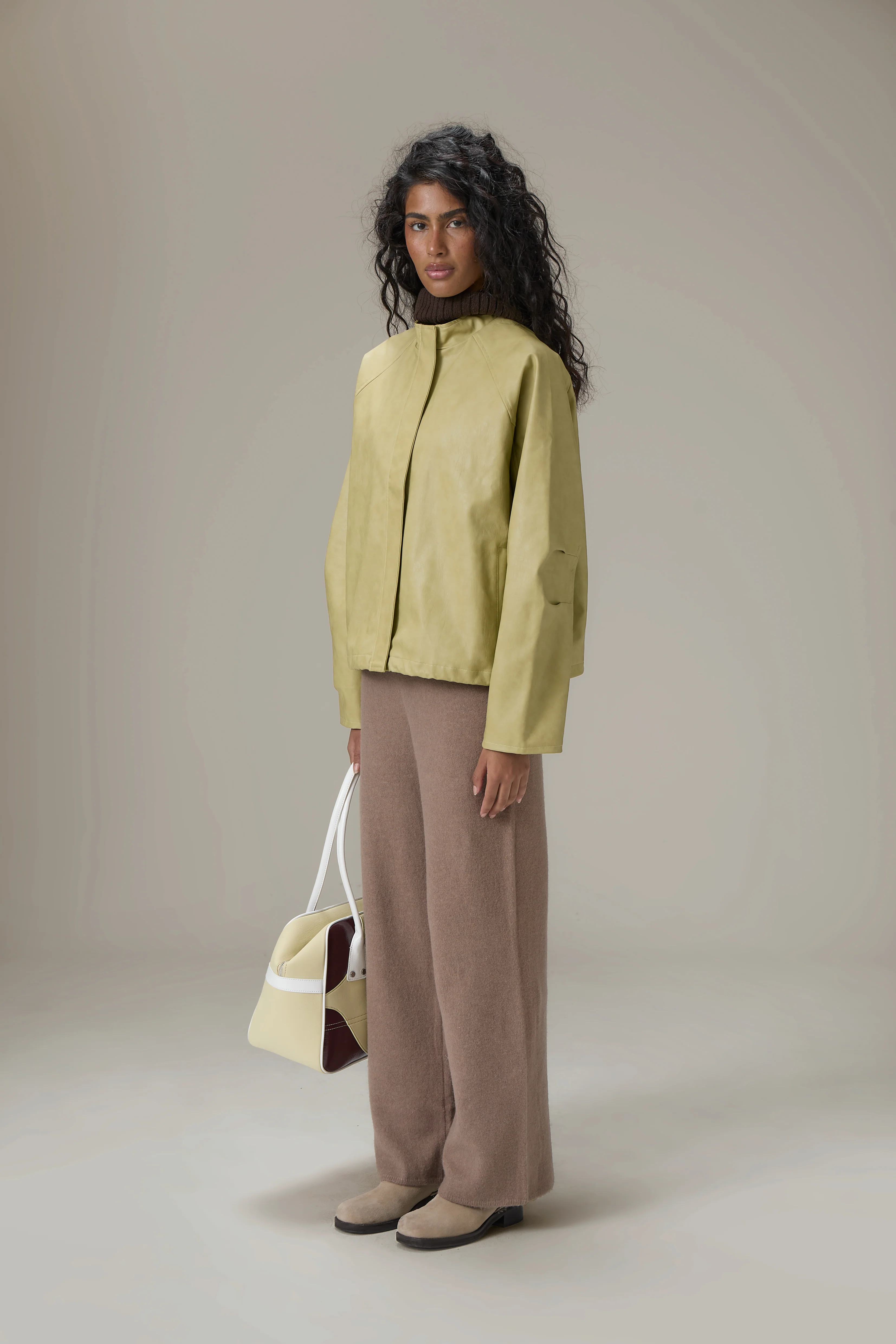 Bramley Faux Leather Jacket in Apple Green - Image 5