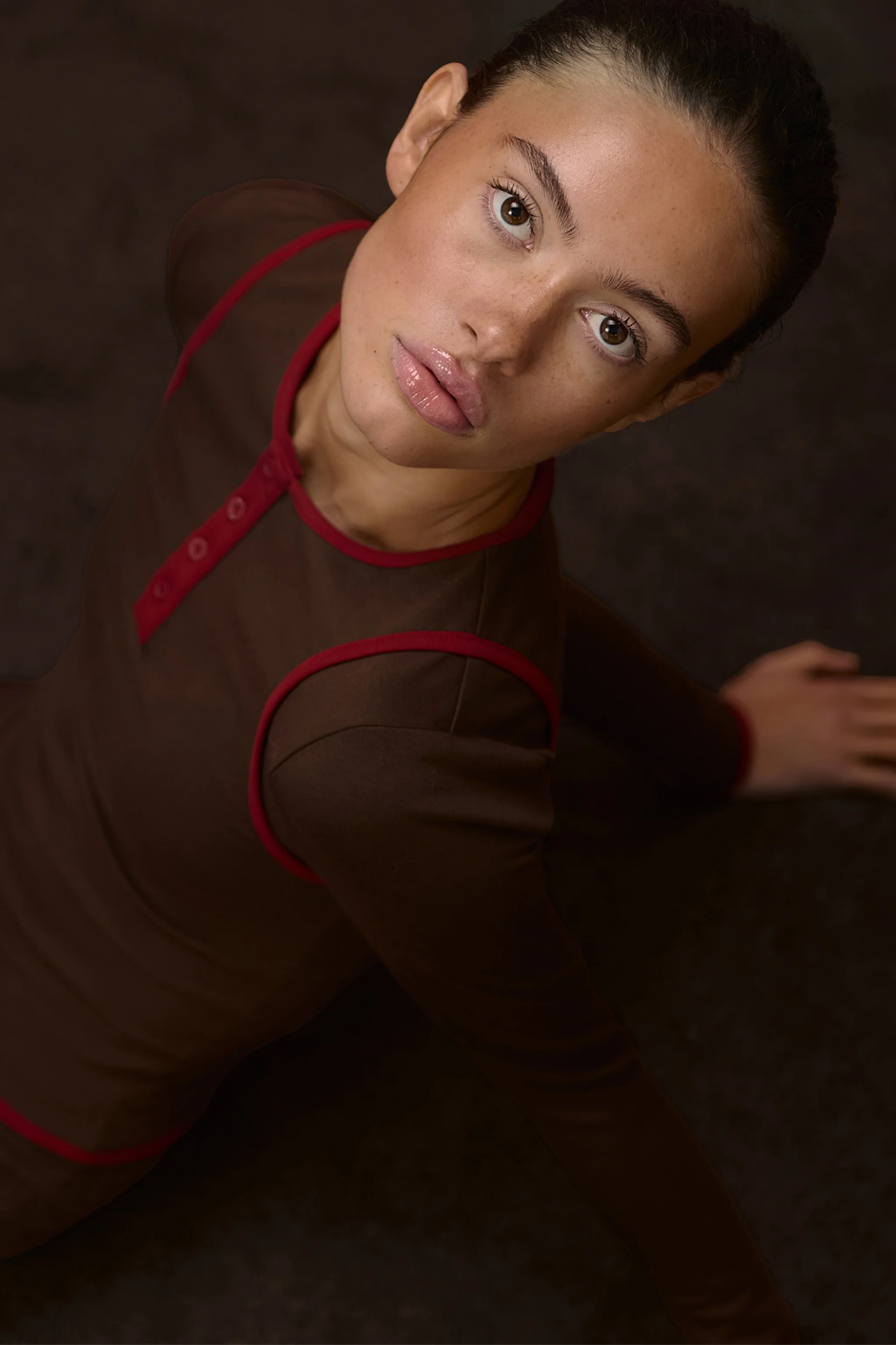 Huggie Layered Long Sleeve Top in Brown - Image 2