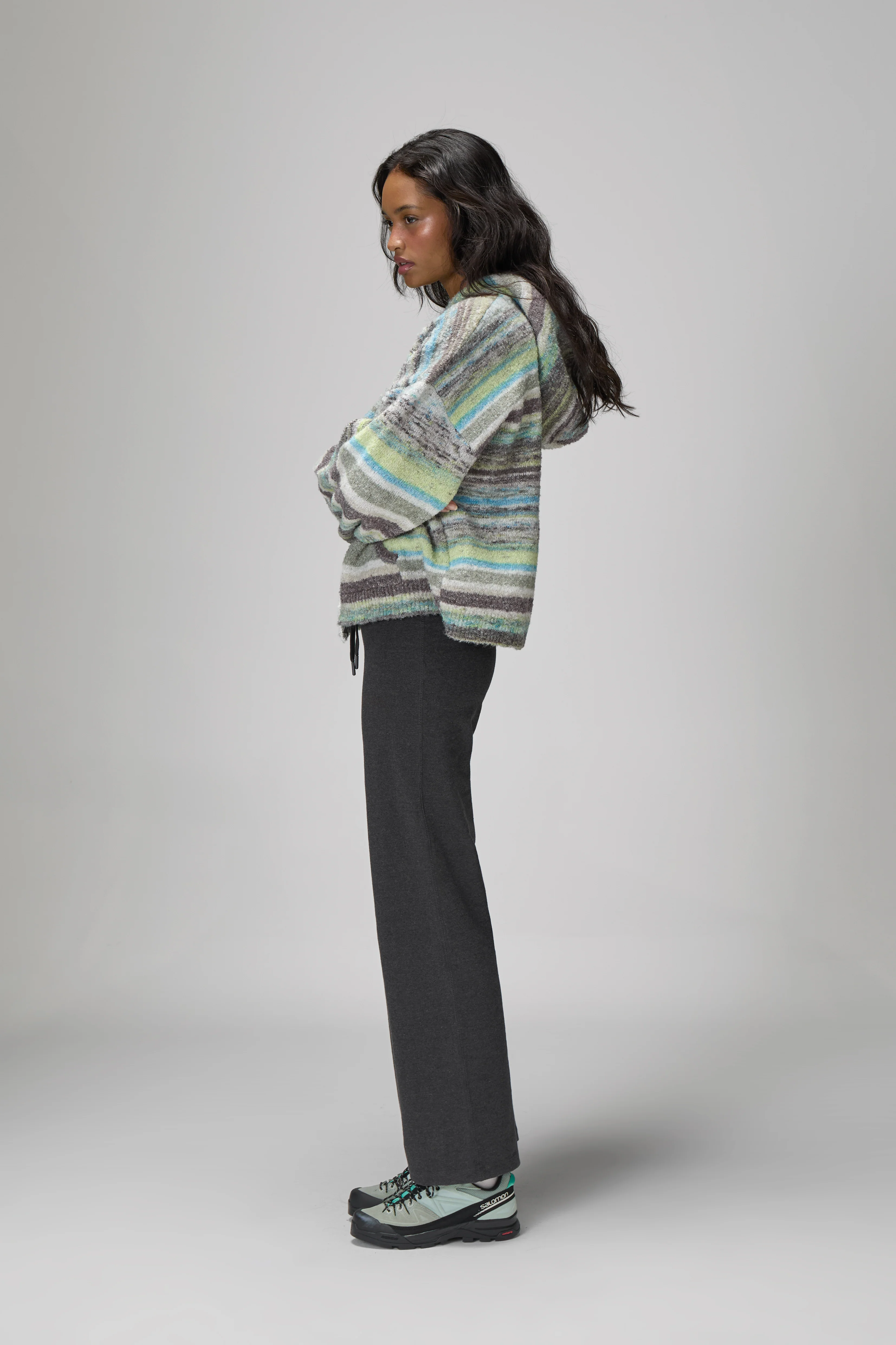 Emmett Knit Zip Up Hoodie in Lime - Image 4