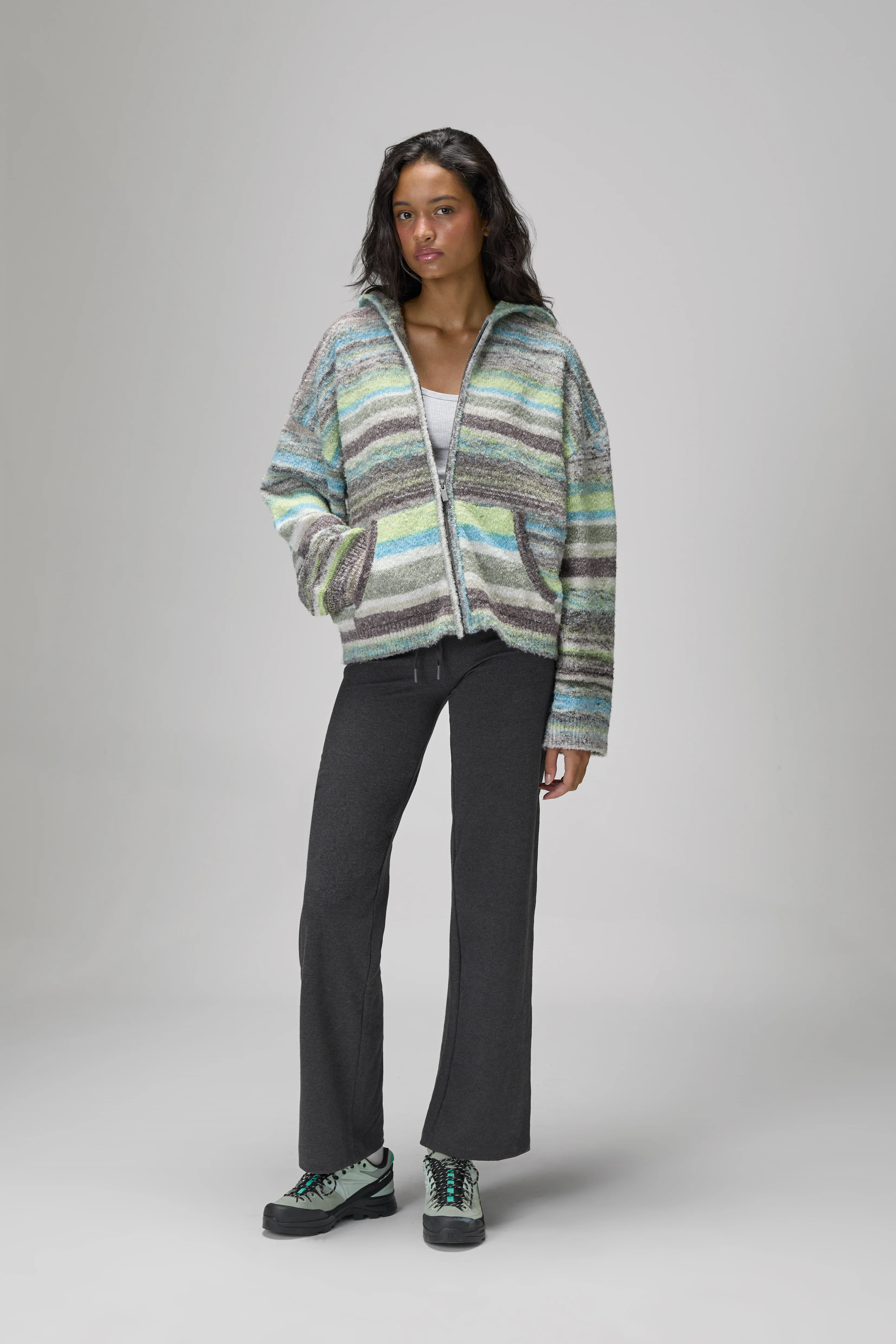 Emmett Knit Zip Up Hoodie in Lime - Image 6