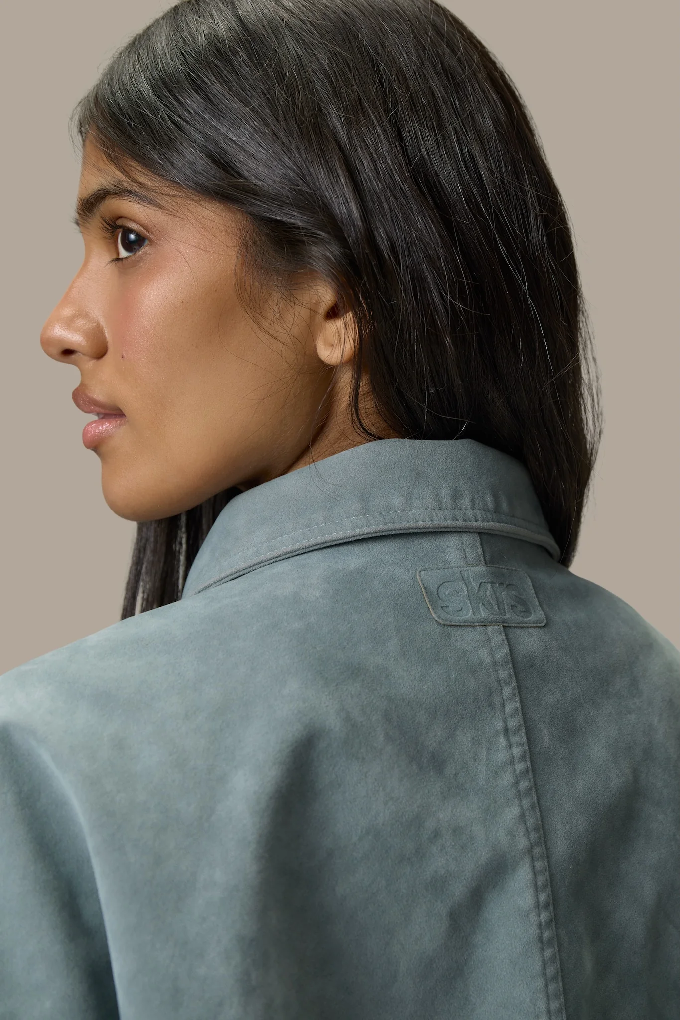 Martha Faux Suede Jacket in Blue - Image 5