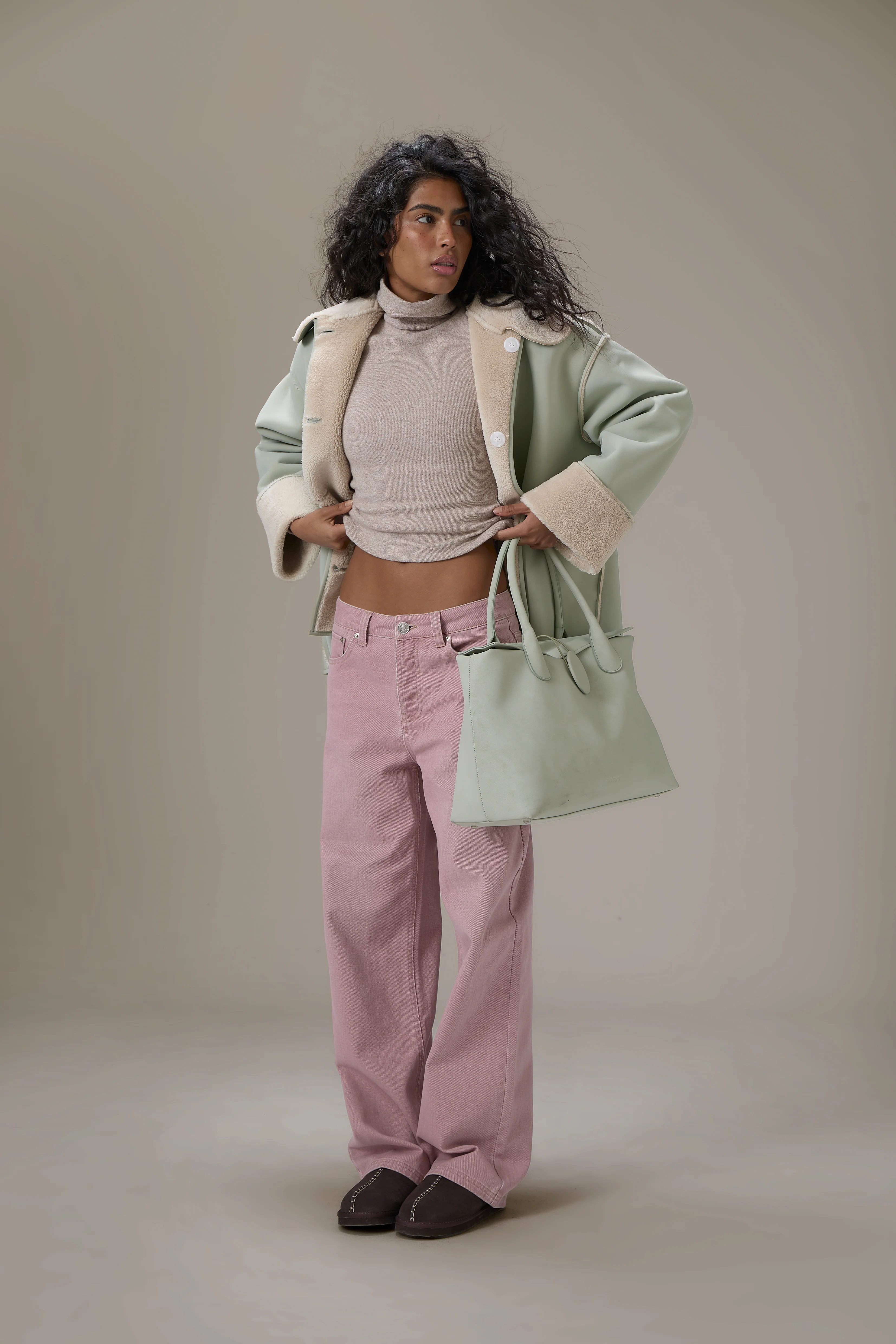 Mopsy Wide Leg Jeans in Washed Pink - Image 4