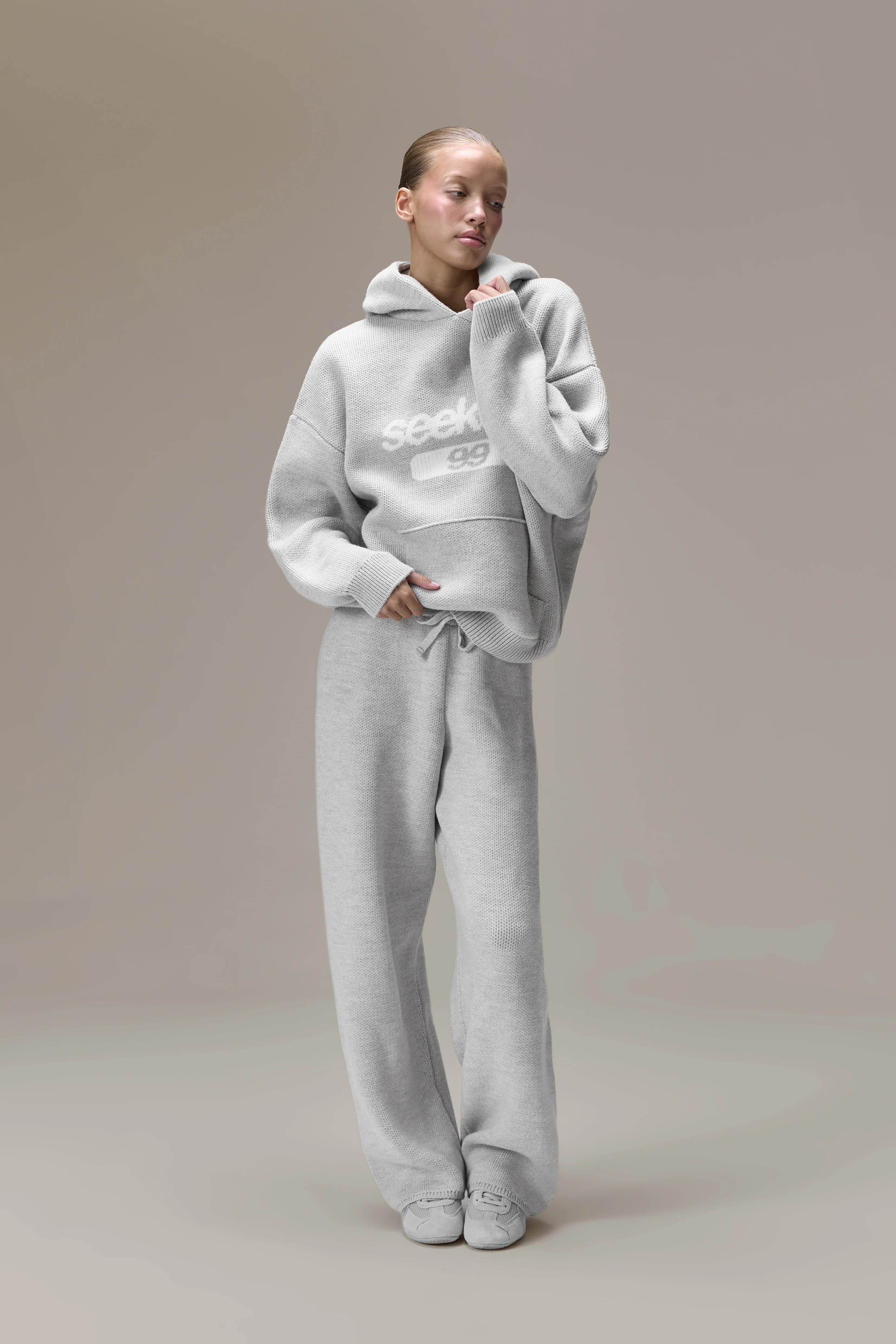Seekers 99 Knit Hoodie in Soft Grey - Image 5