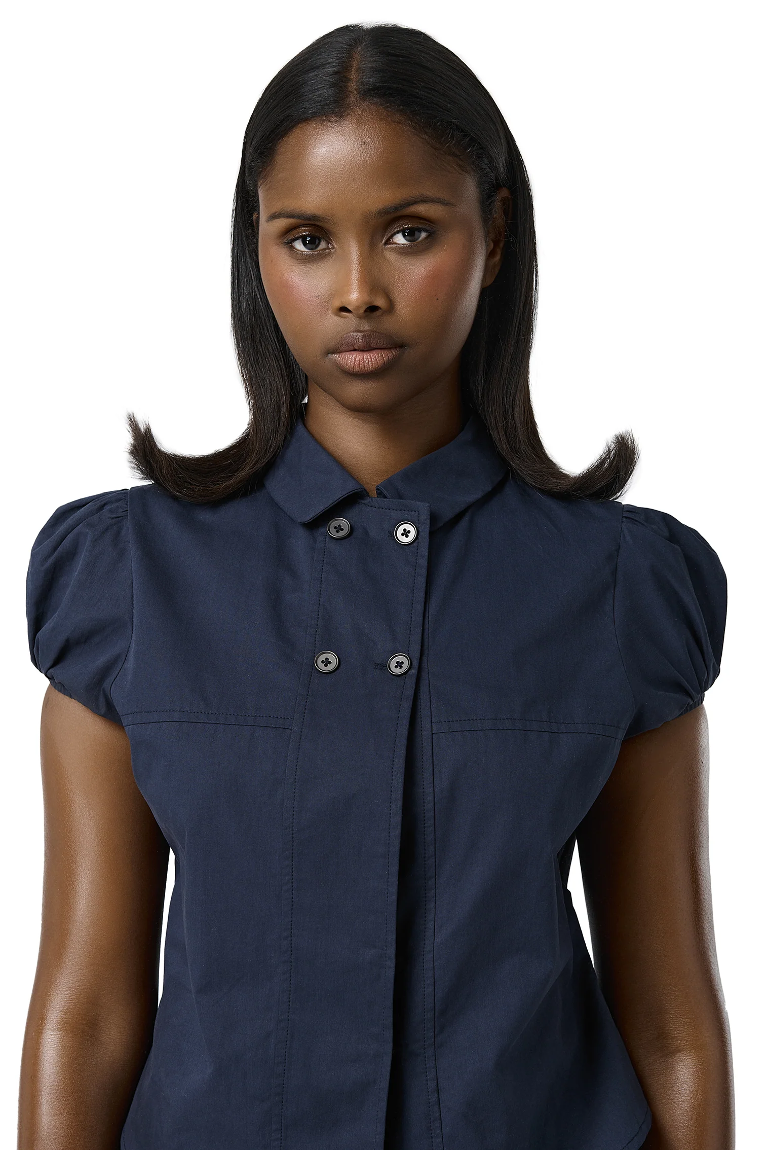 Wendy Poplin Blouse in Navy - Image 3